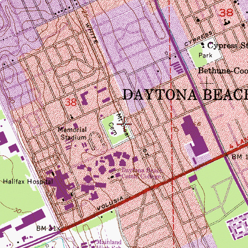 Topographic Map of Greenwood Cemetery, FL