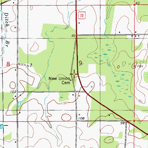 Topographic Map of New Union Church, FL