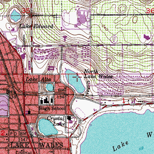 Topographic Map of North Lake Wales, FL