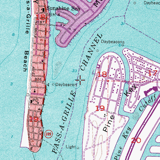 Topographic Map of Pass-a-Grille Channel, FL