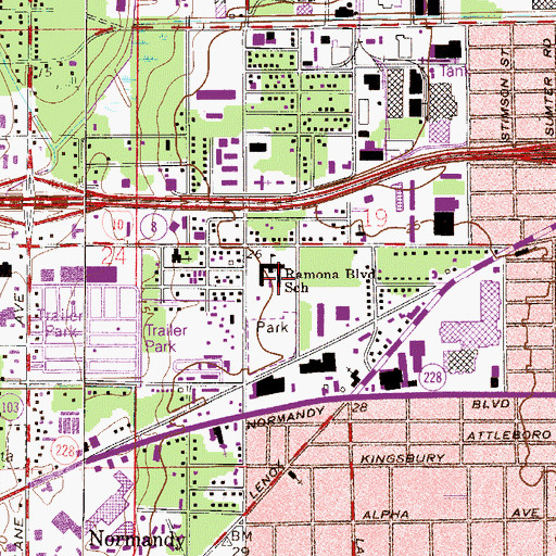 Topographic Map of Ramona Elementary School, FL