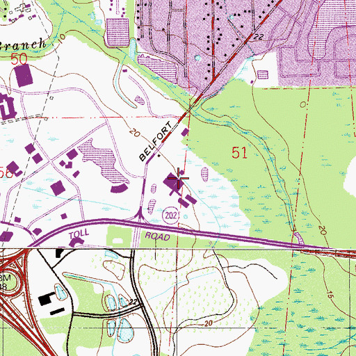 Topographic Map of Saint Vincent's Hospital, FL