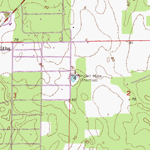 Topographic Map of Sinclair Mine, FL
