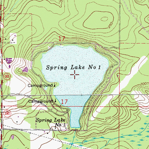 Topographic Map of Spring Lake Number One, FL