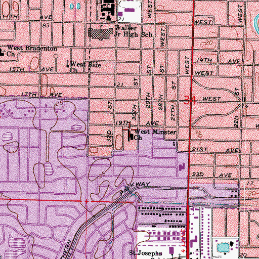 Topographic Map of West Minister Church, FL