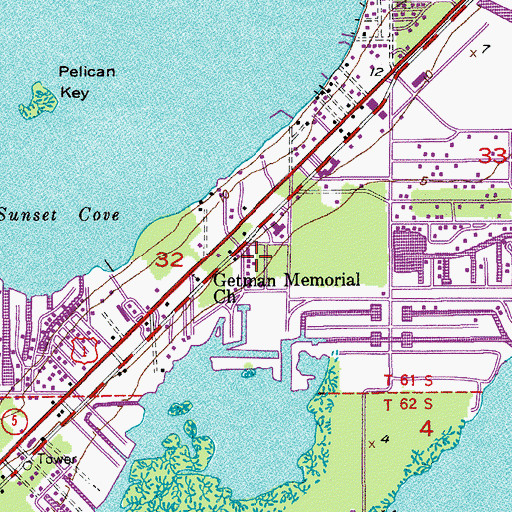 Topographic Map of Key Largo, FL