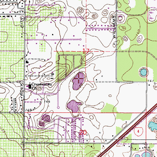 Topographic Map of Country Oaks Lake, FL