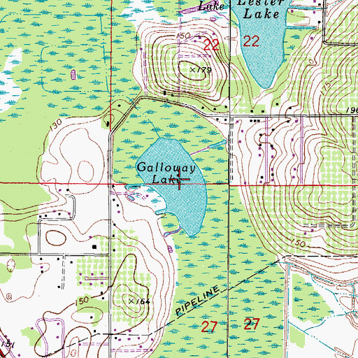Topographic Map of Lake Galloway, FL