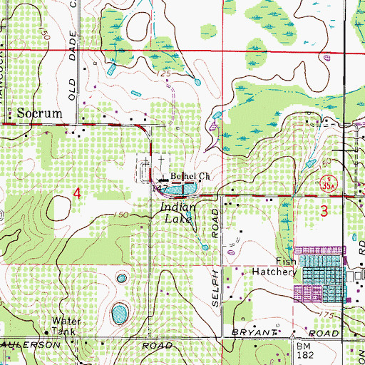 Topographic Map of Indian Lake, FL