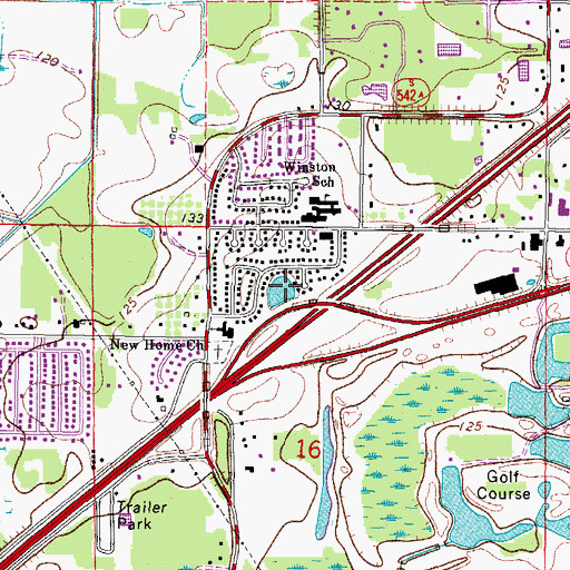 Topographic Map of Lake Winston, FL