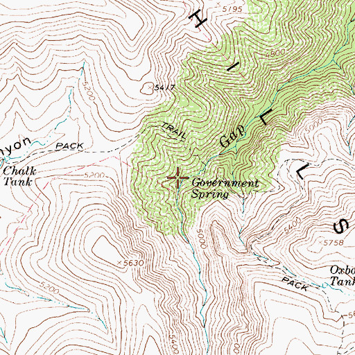 Topographic Map of Government Spring, AZ