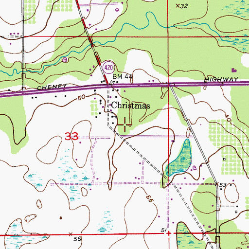 Topographic Map of Fort Christmas (historical), FL