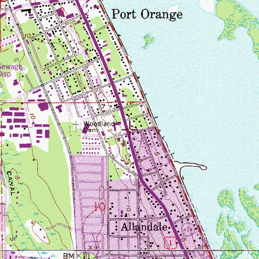 Topographic Map of Dunlawton (historical), FL