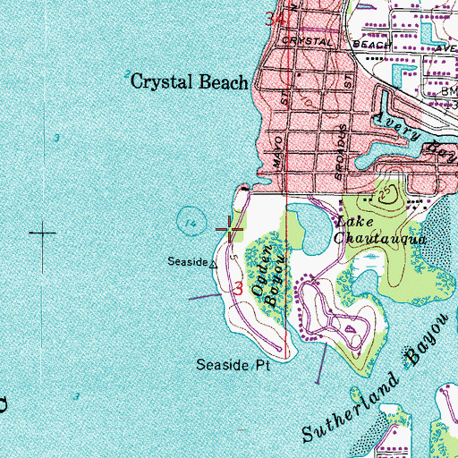 Topographic Map of Acklocknayke (historical), FL