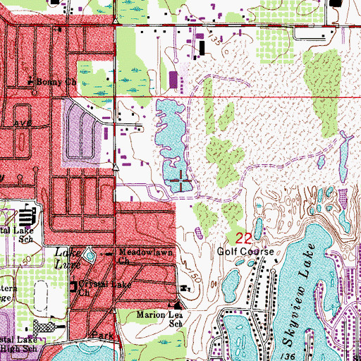 Topographic Map of Lagoon Lake, FL