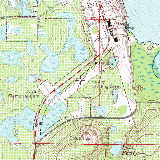 Topographic Map of Howey Landing Strip (historical), FL