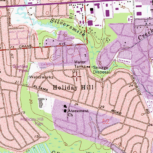 Topographic Map of Holiday Hill, FL