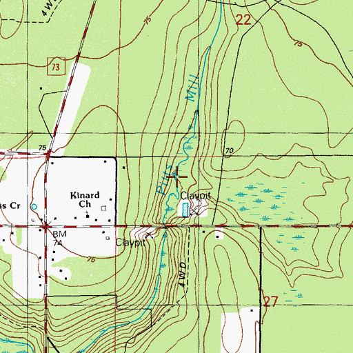 Topographic Map of Pitts Mill Pond (historical), FL