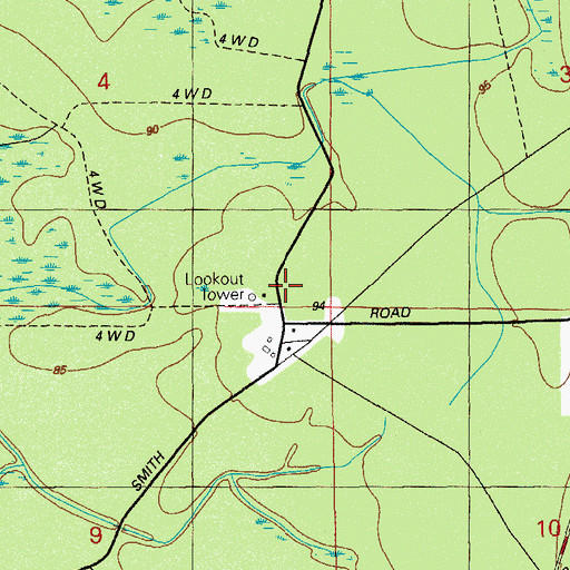 Topographic Map of Smith Fire Tower (historical), FL