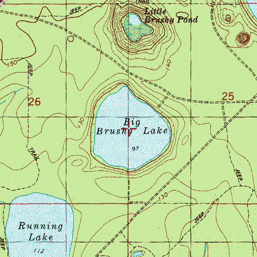 Topographic Map of Big Brushy Lake, FL