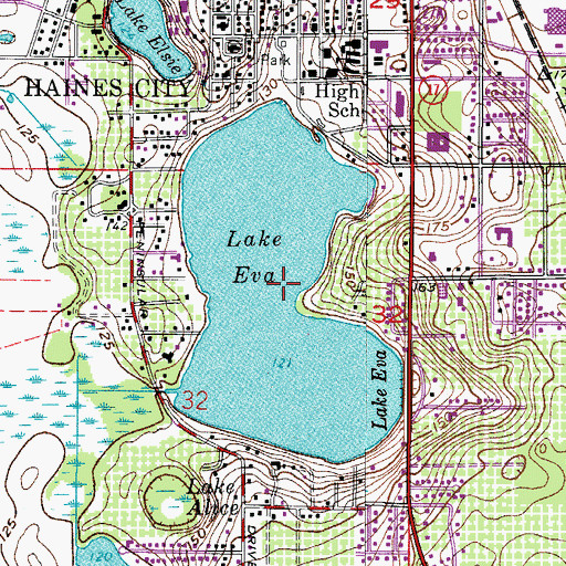 Topographic Map of Lake Eva, FL