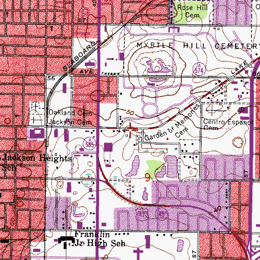 Topographic Map of Garden of Memories Cemetery, FL