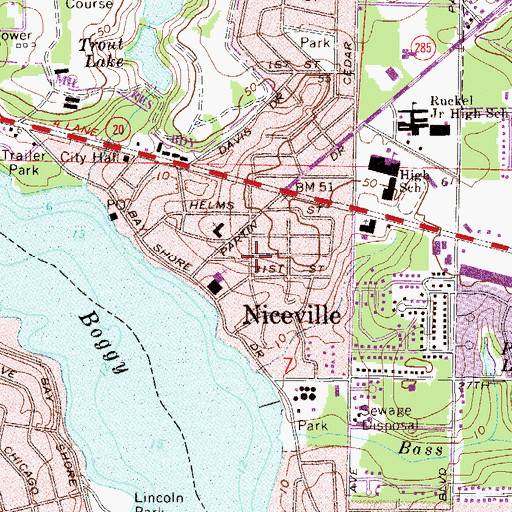 Topographic Map of Niceville, FL