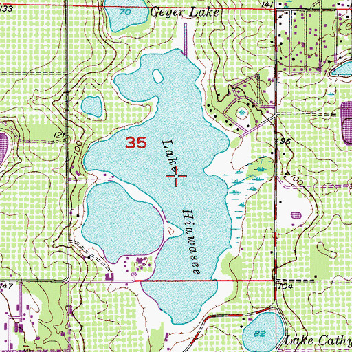 Topographic Map of Lake Hiawasee, FL