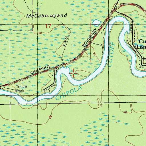 Topographic Map of Chipola Cutoff, FL