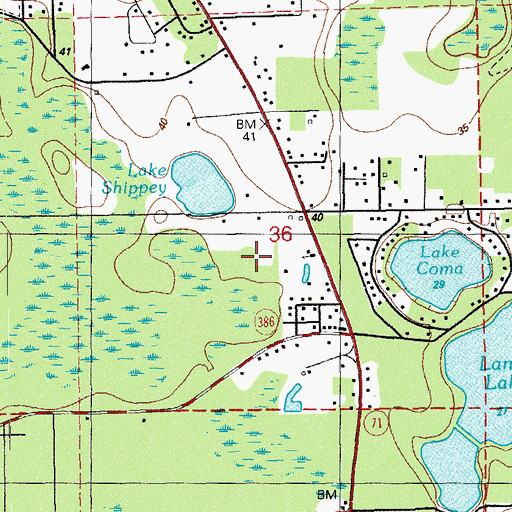 Topographic Map of Lake Coma, FL