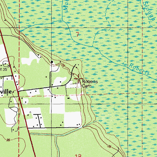 Topographic Map of Roberts Cemetery, FL