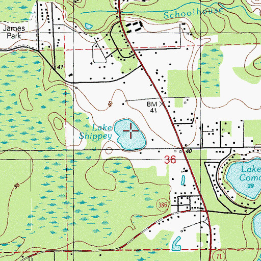 Topographic Map of Lake Shippey, FL