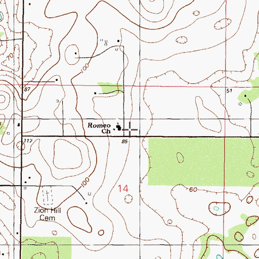 Topographic Map of Romeo Baptist Church, FL