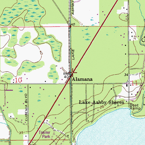 Topographic Map of Alamana, FL