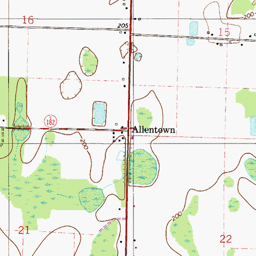 Topographic Map of Allentown, FL