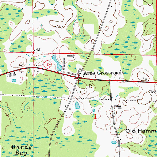 Topographic Map of Ards Crossroads, FL