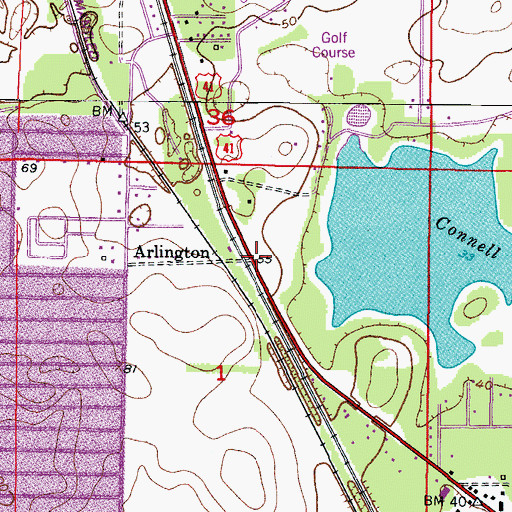 Topographic Map of Arlington, FL