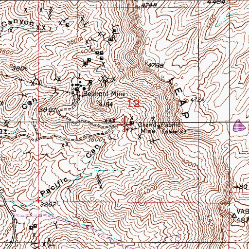 Topographic Map of Grand Pacific Mine, AZ