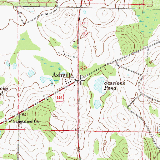Topographic Map of Ashville, FL