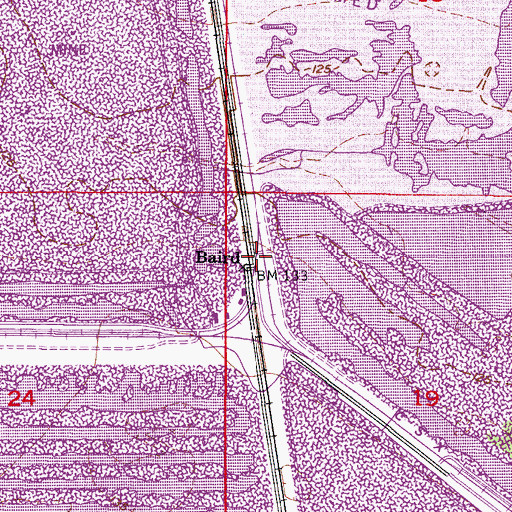 Topographic Map of Baird, FL