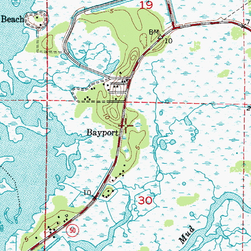 Topographic Map of Bayport, FL