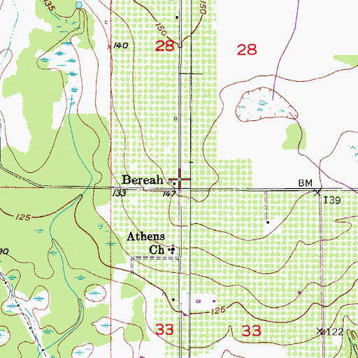 Topographic Map of Bereah, FL