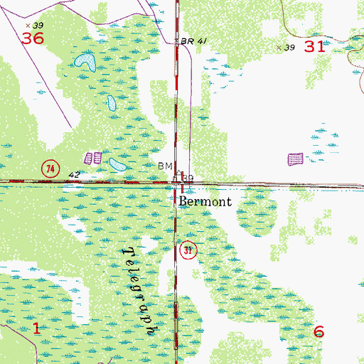 Topographic Map of Bermont, FL