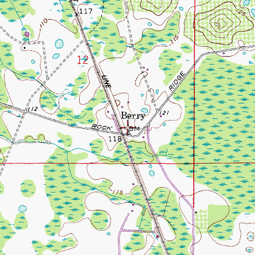 Topographic Map of Berry, FL