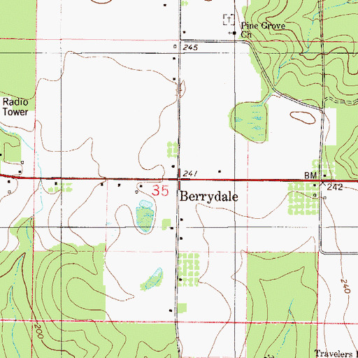 Topographic Map of Berrydale, FL