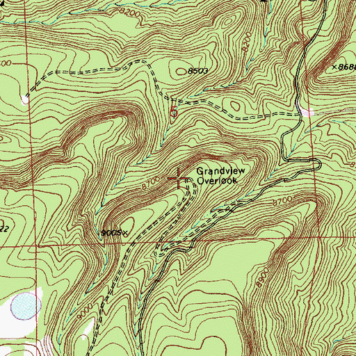 Topographic Map of Grandview Overlook, AZ