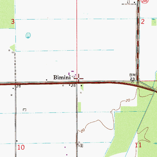 Topographic Map of Bimini, FL
