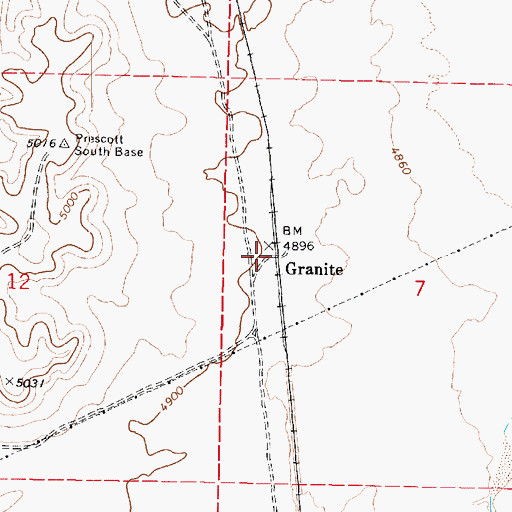 Topographic Map of Granite Siding, AZ