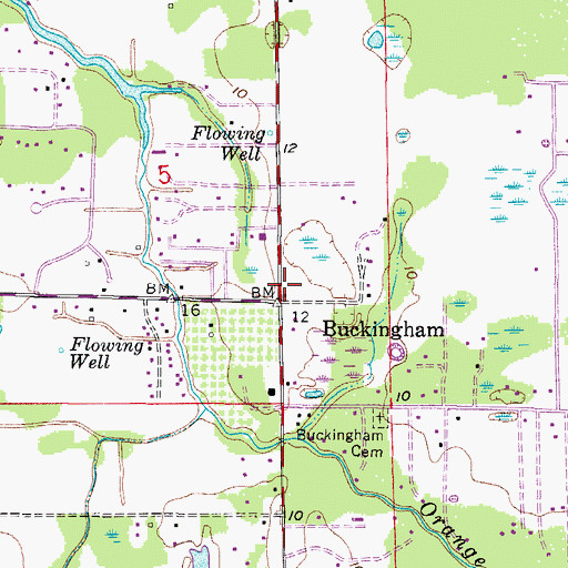Topographic Map of Buckingham, FL