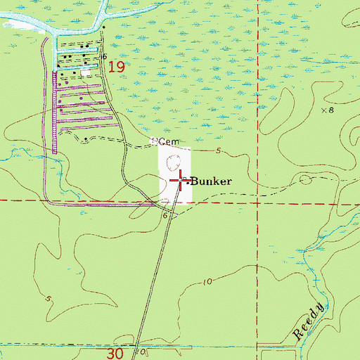 Topographic Map of Bunker, FL